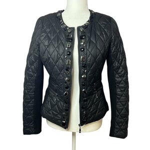 White House Black Market WHBM women’s jacket, jeweled quilted black, size S